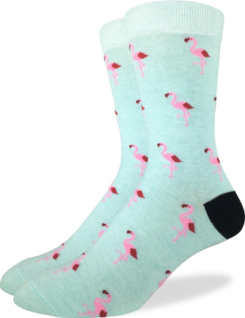 Good Luck Sock Men's Mint Flamingo Crew Socks 7-12 - Image 1